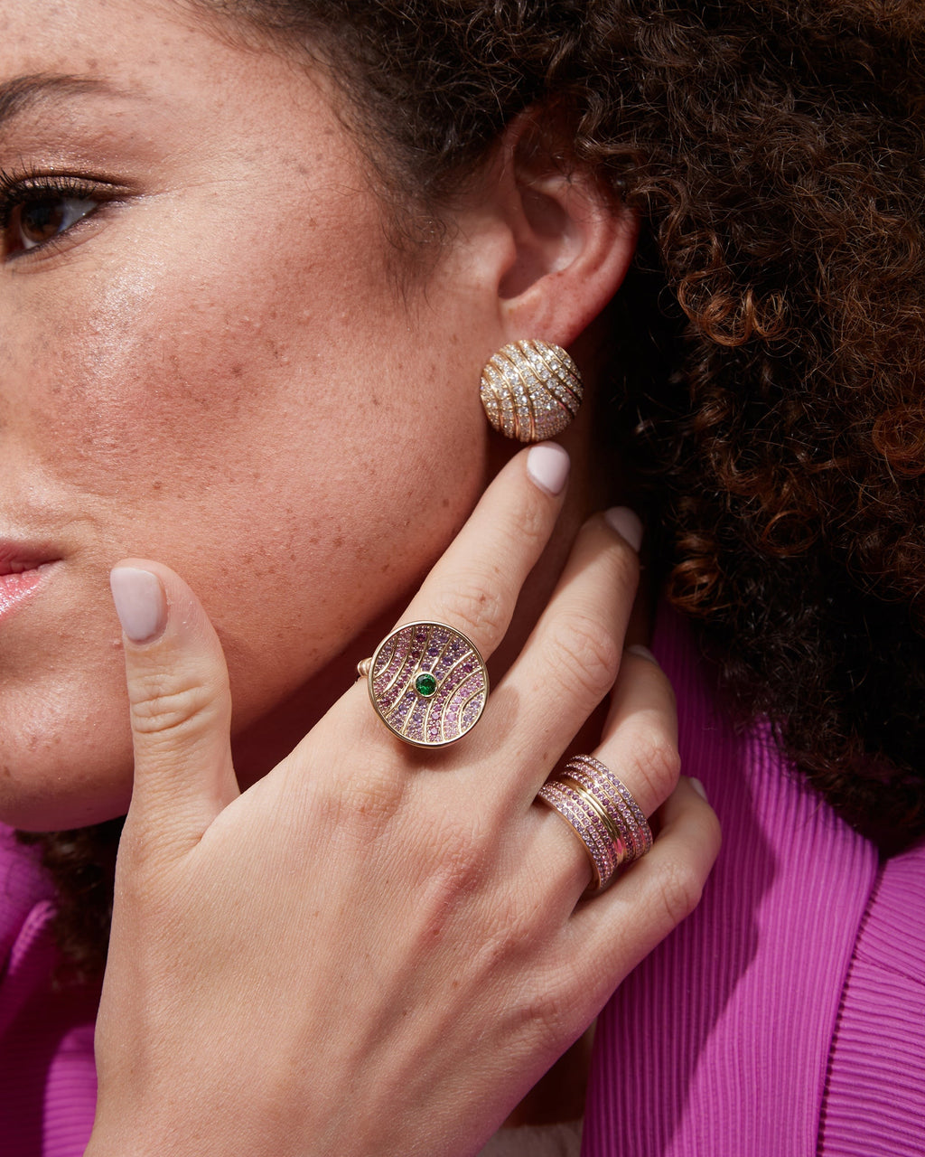 Amethyst Revel Dimensional Cigar Band Ring