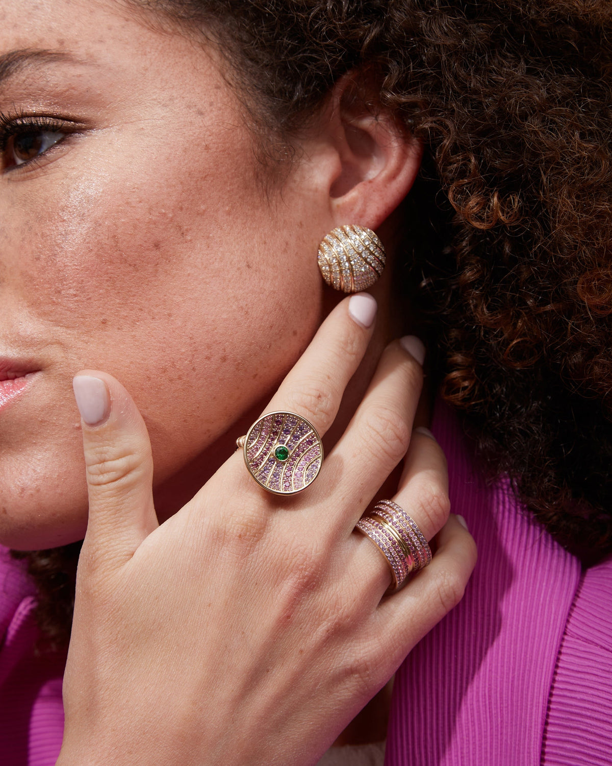 Amethyst Revel Dimensional Cigar Band Ring