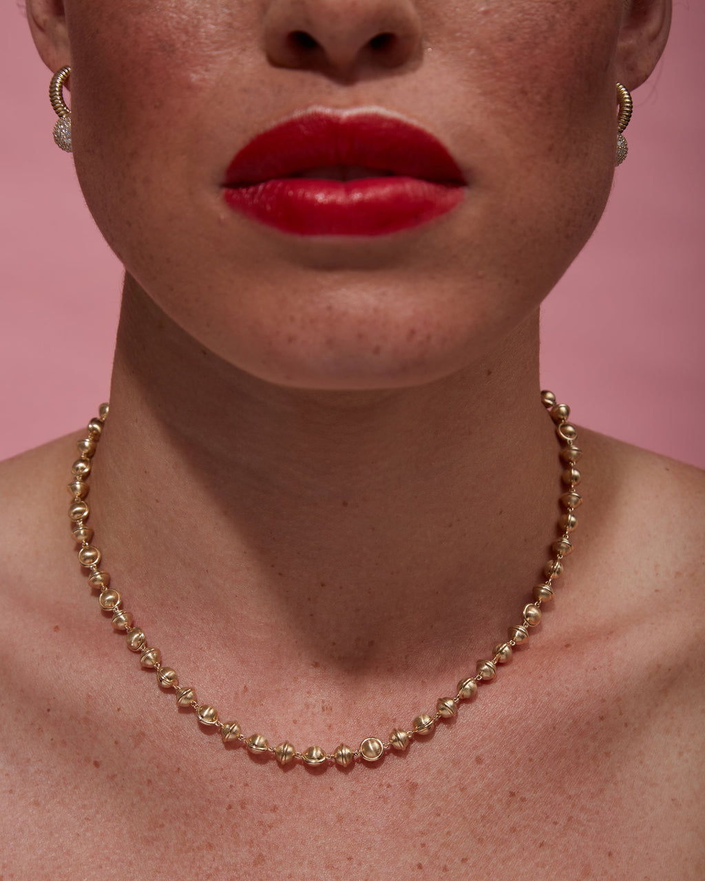 14k Gold Small Revel Beaded Necklace