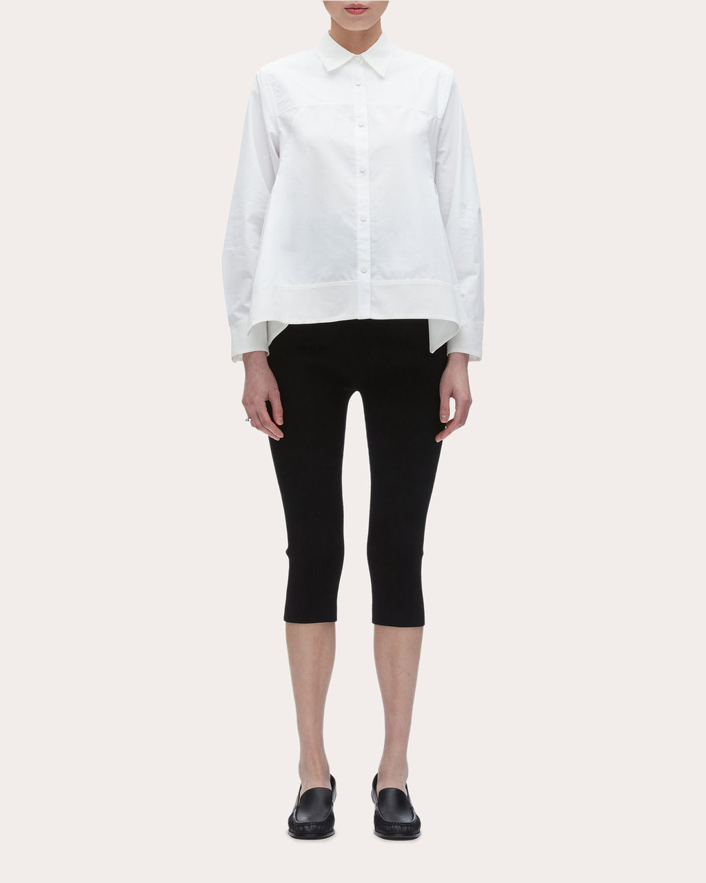 Techno Poplin Flounce-Hem Shirt