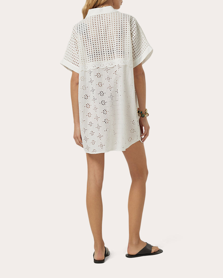 Colbee Broderie Anglaise Mini Shirt Kaftan