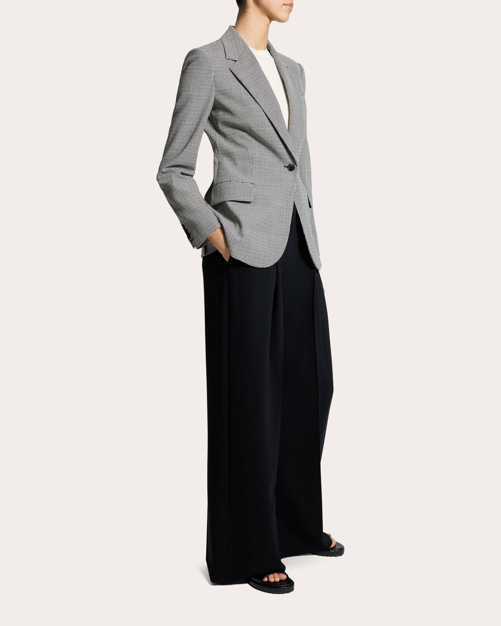 Lynnia Plaid Wool Twill Slim Blazer
