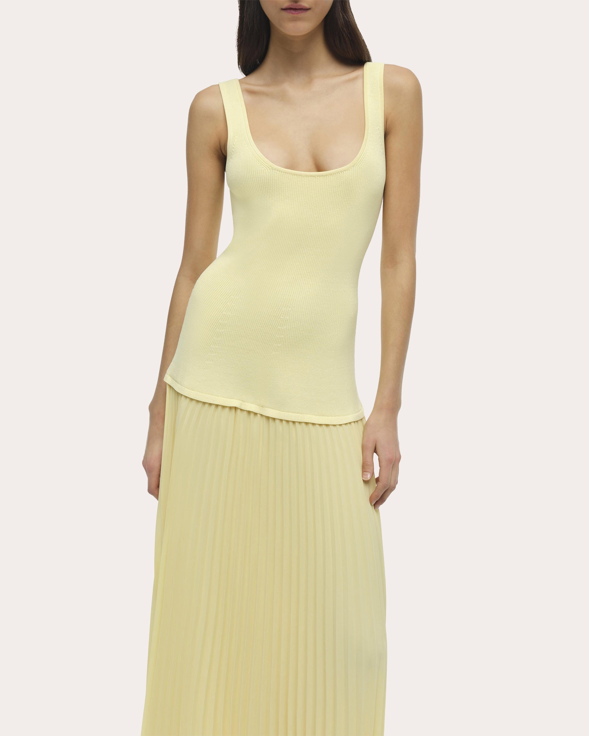 Allana Knit Georgette Combo Midi Dress