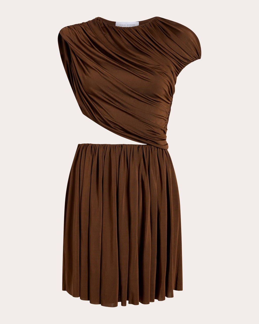 Jersey Cutout Gathered Drape Mini Dress