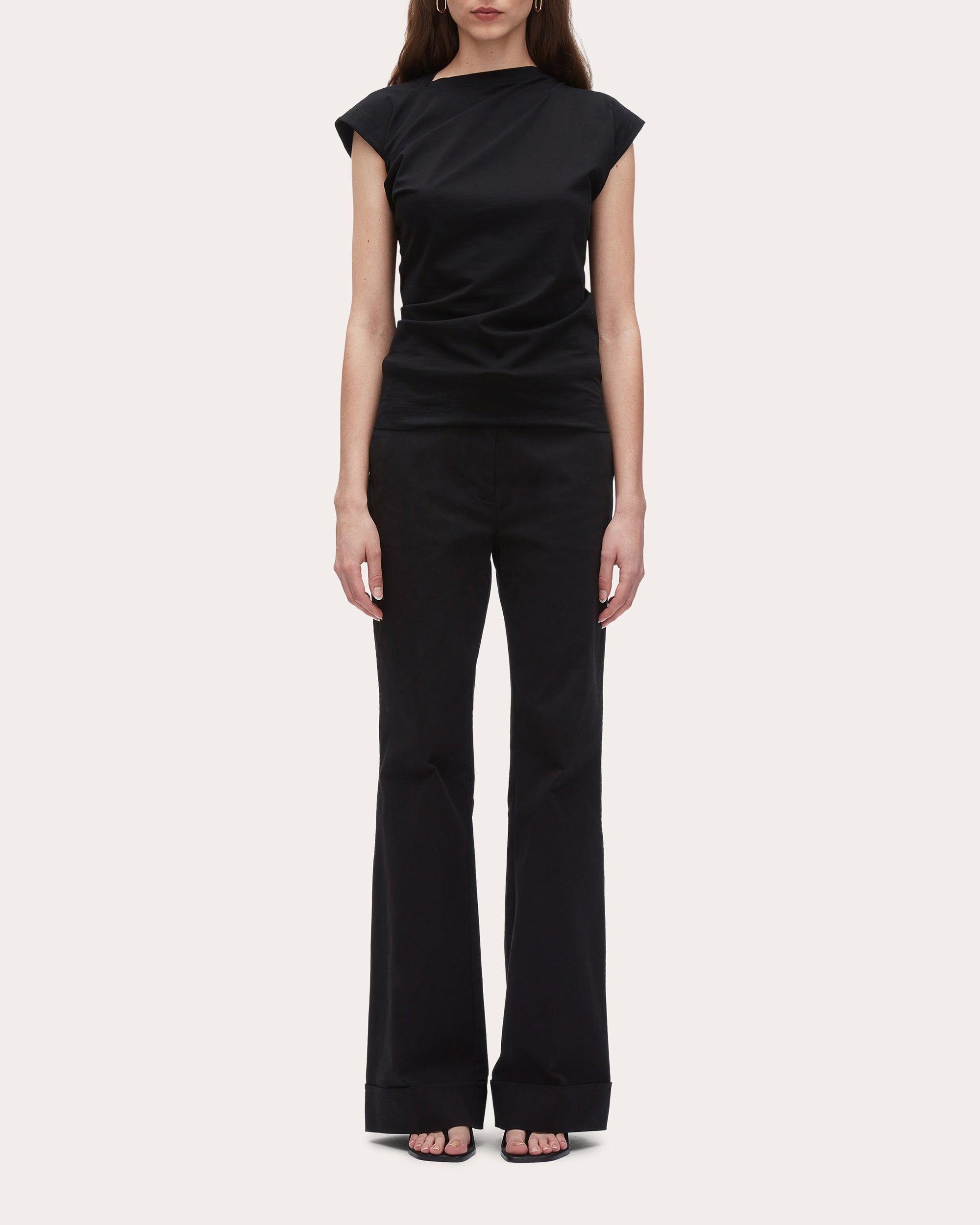 Cotton Jersey Draped Asymmetric T-Shirt