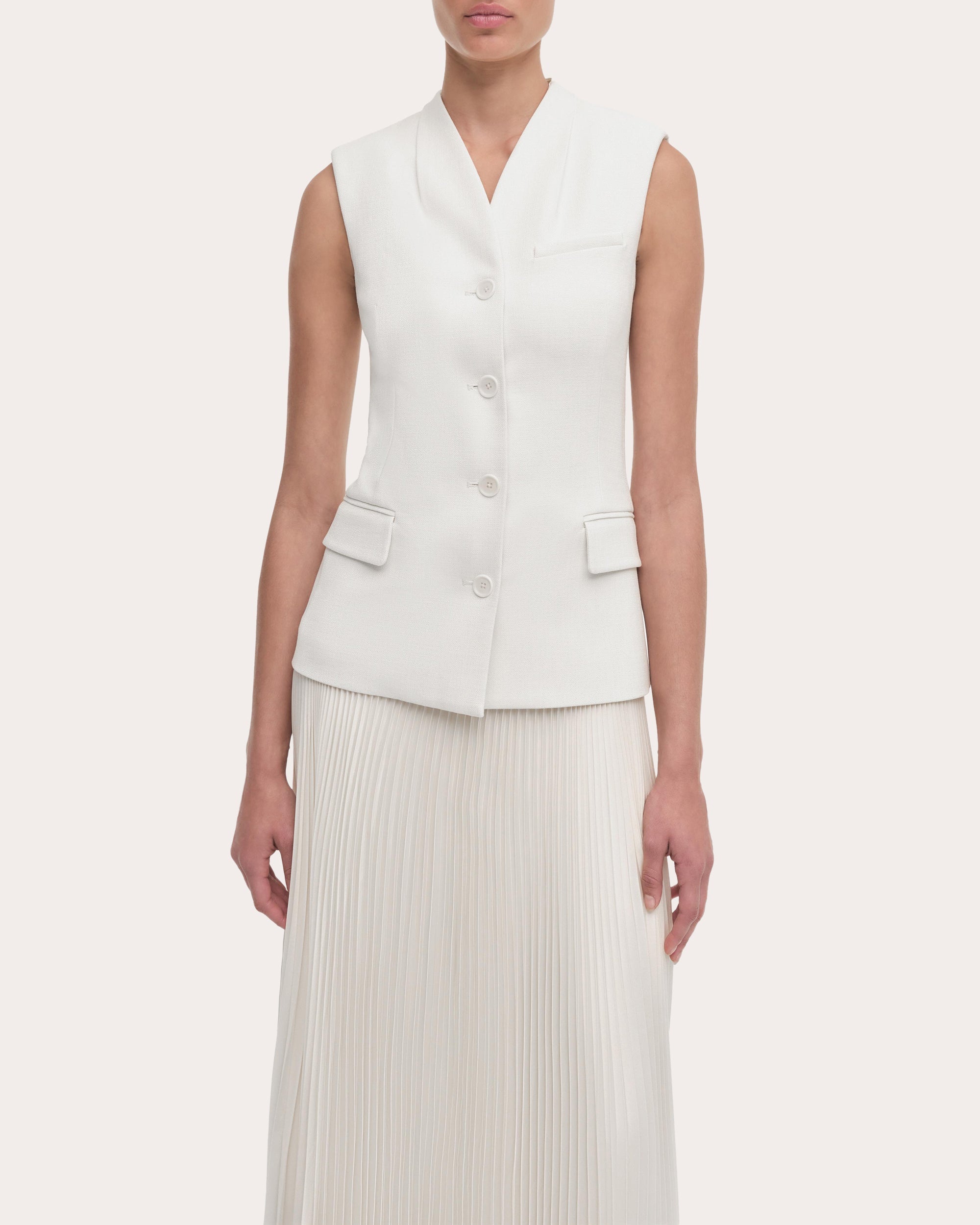 Georgina Pleated Satin Bouclé Combo Midi Dress