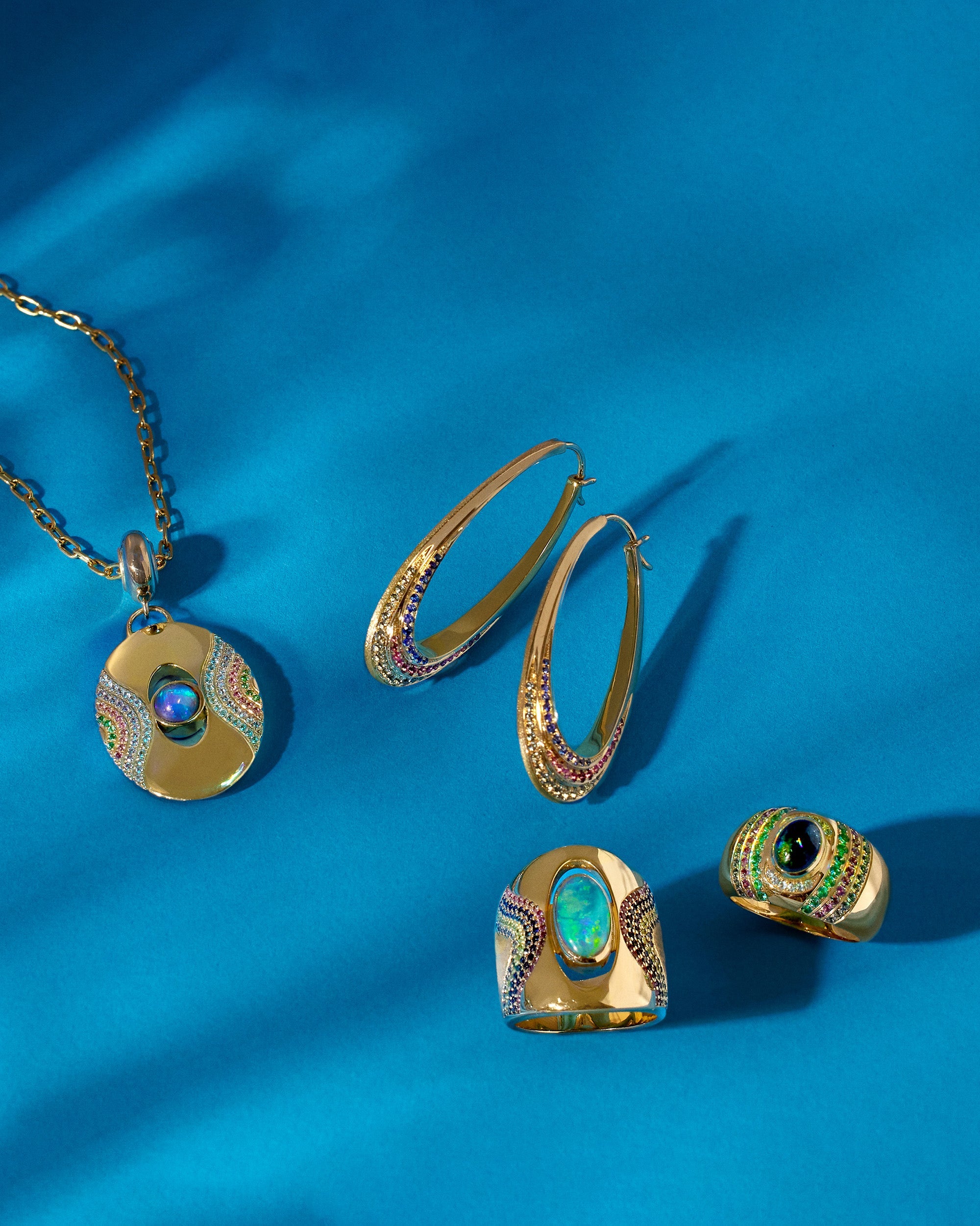 Opal Cabochon Color Wave Ring