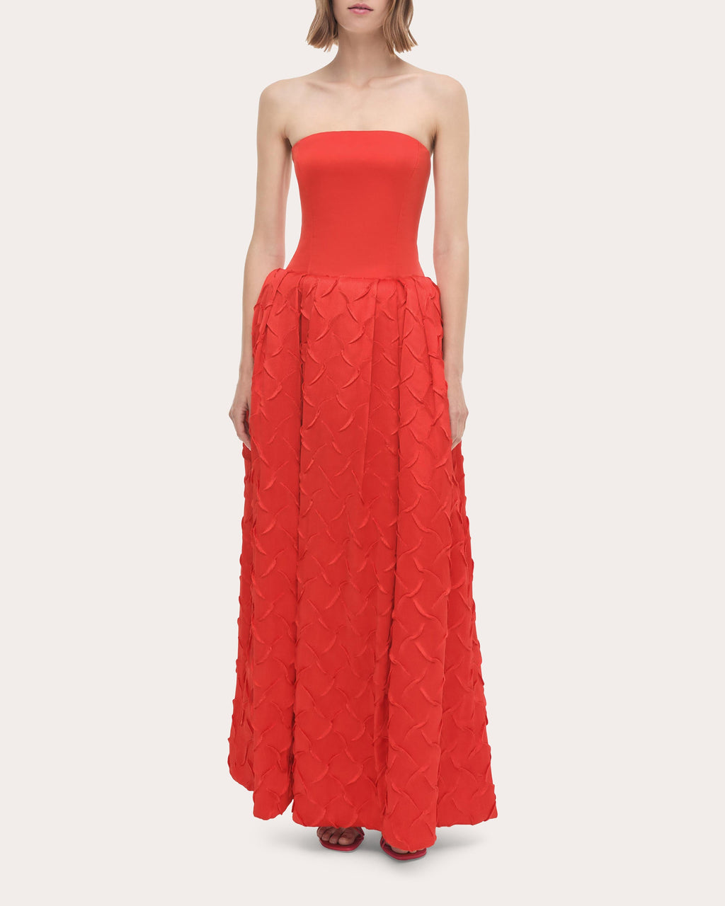 Azriel Pleated Bustier Strapless Gown