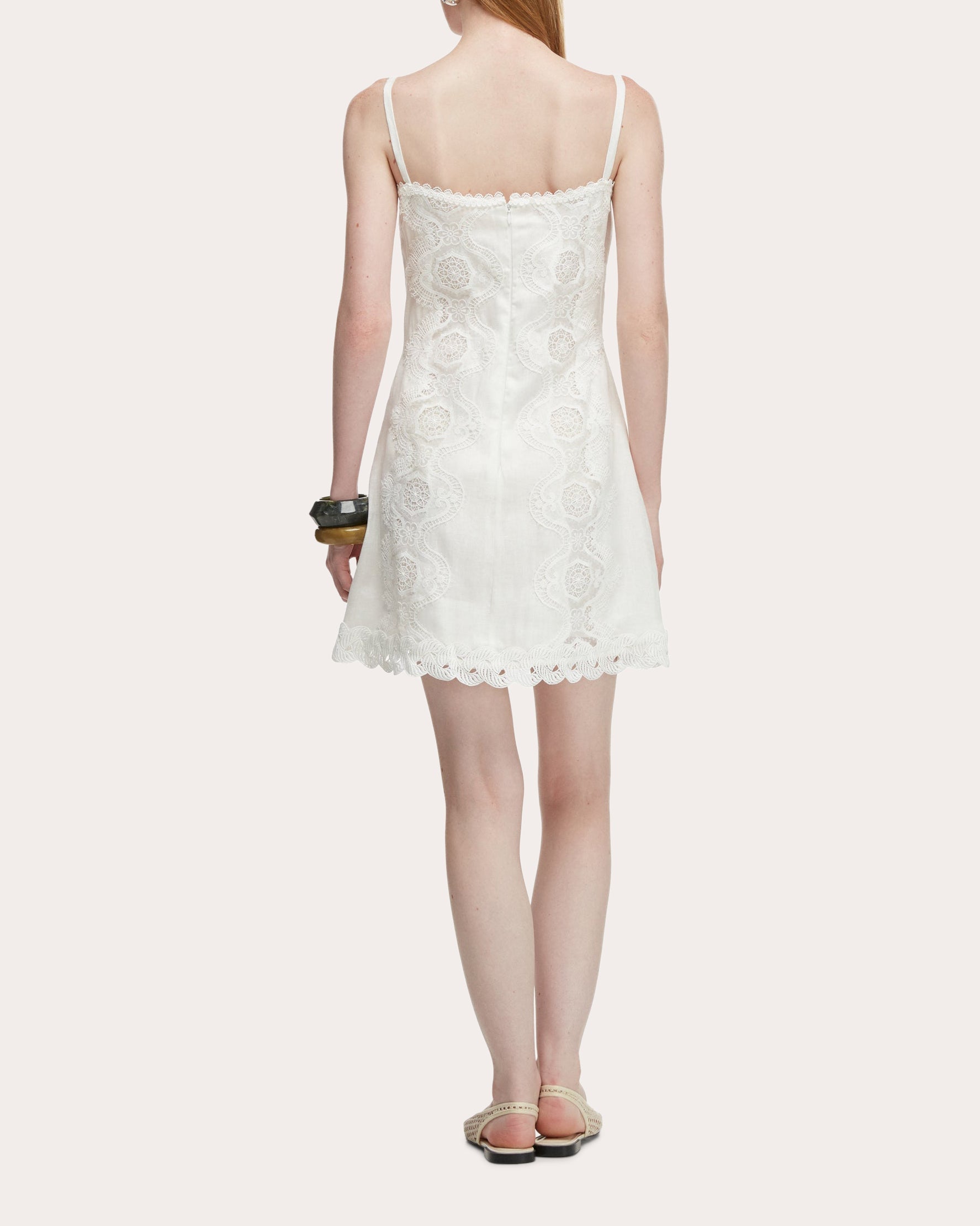 Rocio Embroidered Lace Linen Mini Dress