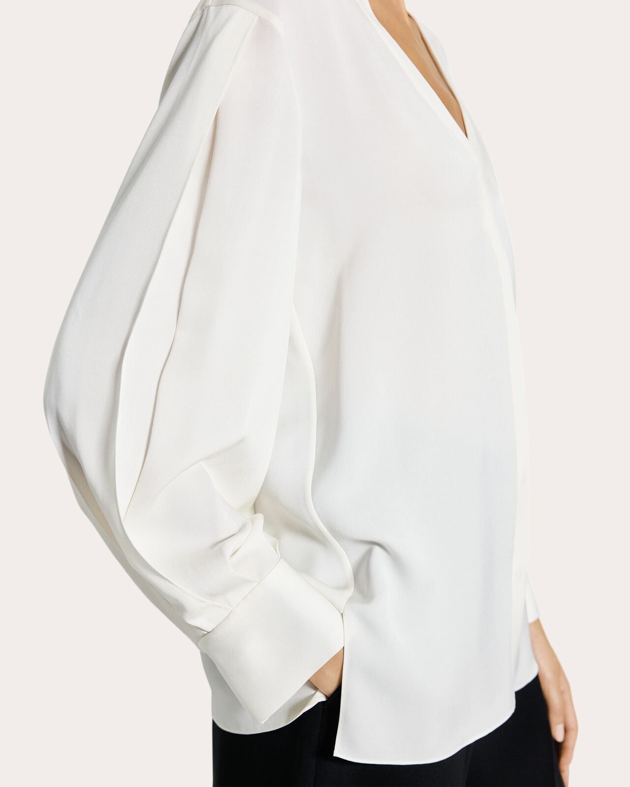 Silk Georgette Blouson-Sleeve Blouse
