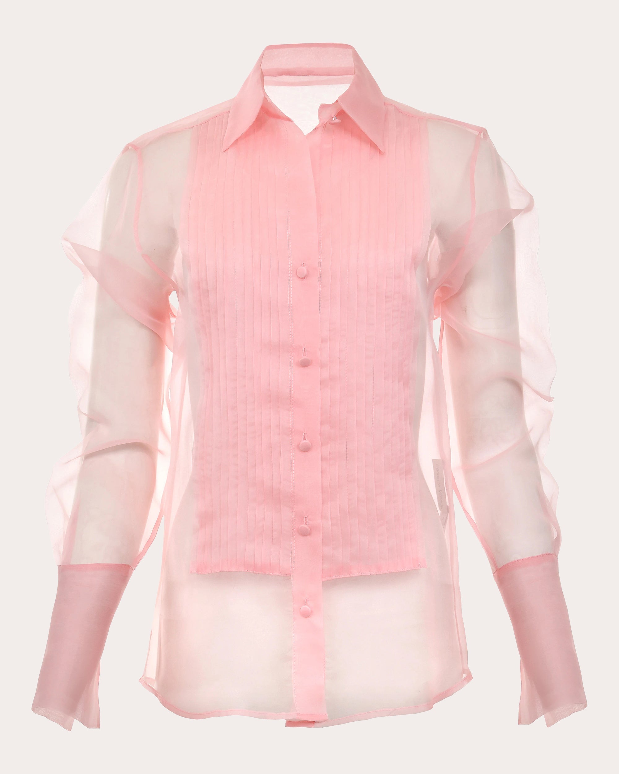 Smoking Pintucked Silk-Organza Blouse