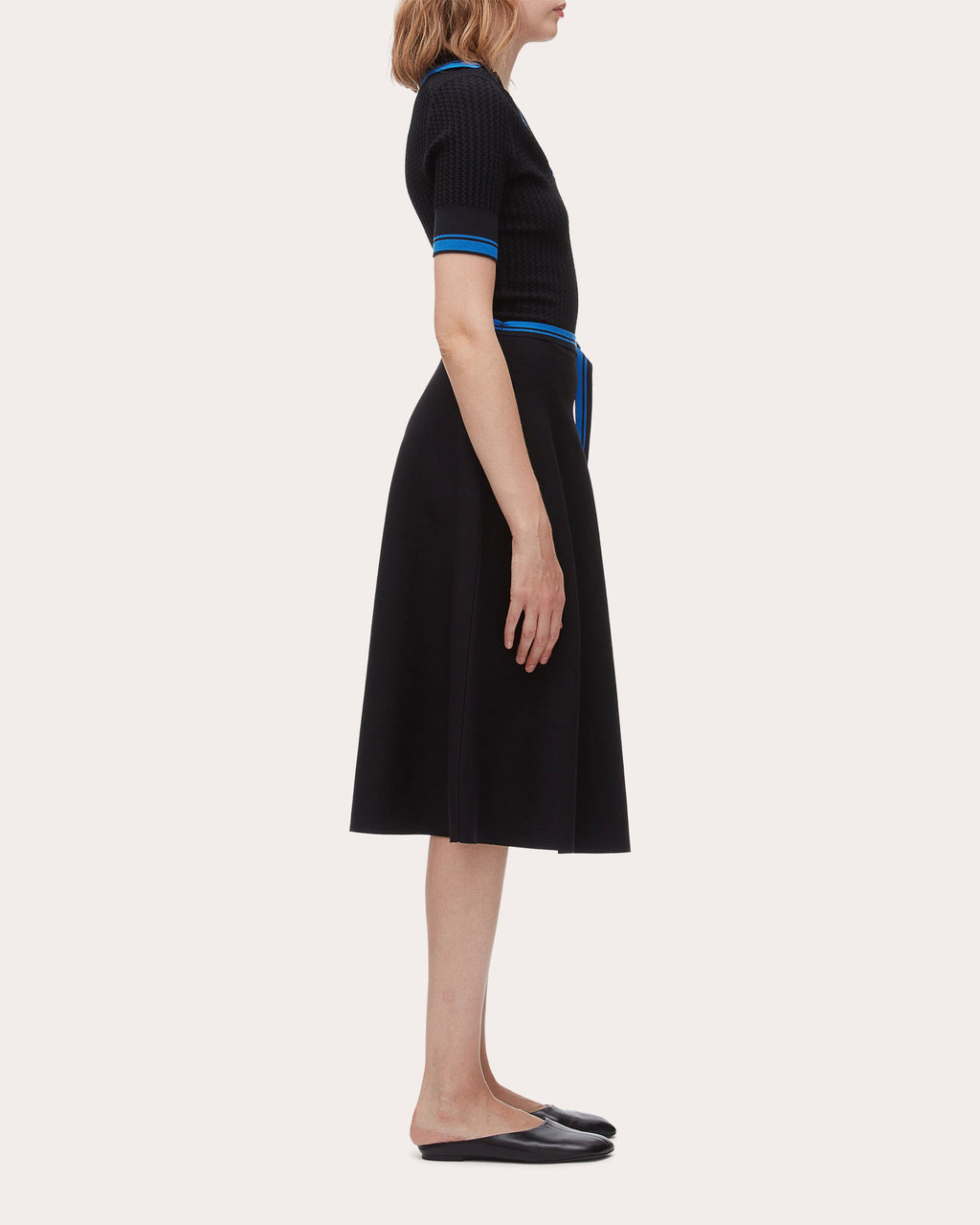 Textured Knit Polo Midi Dress