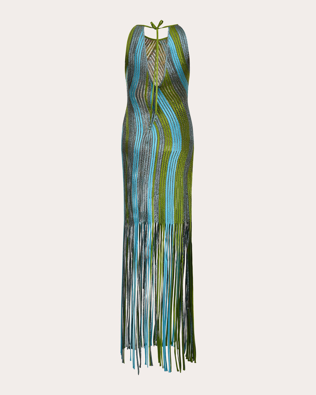 Pere Fringed Metallic Silk-Knit Midi Dress