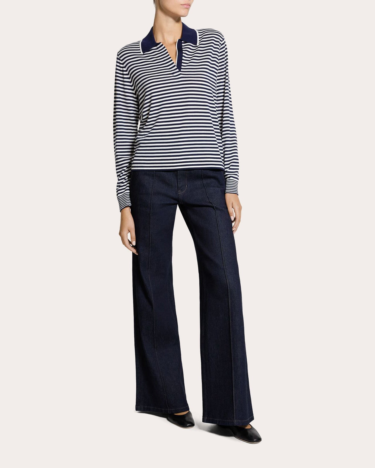 Stripe Wool Boyfriend Polo