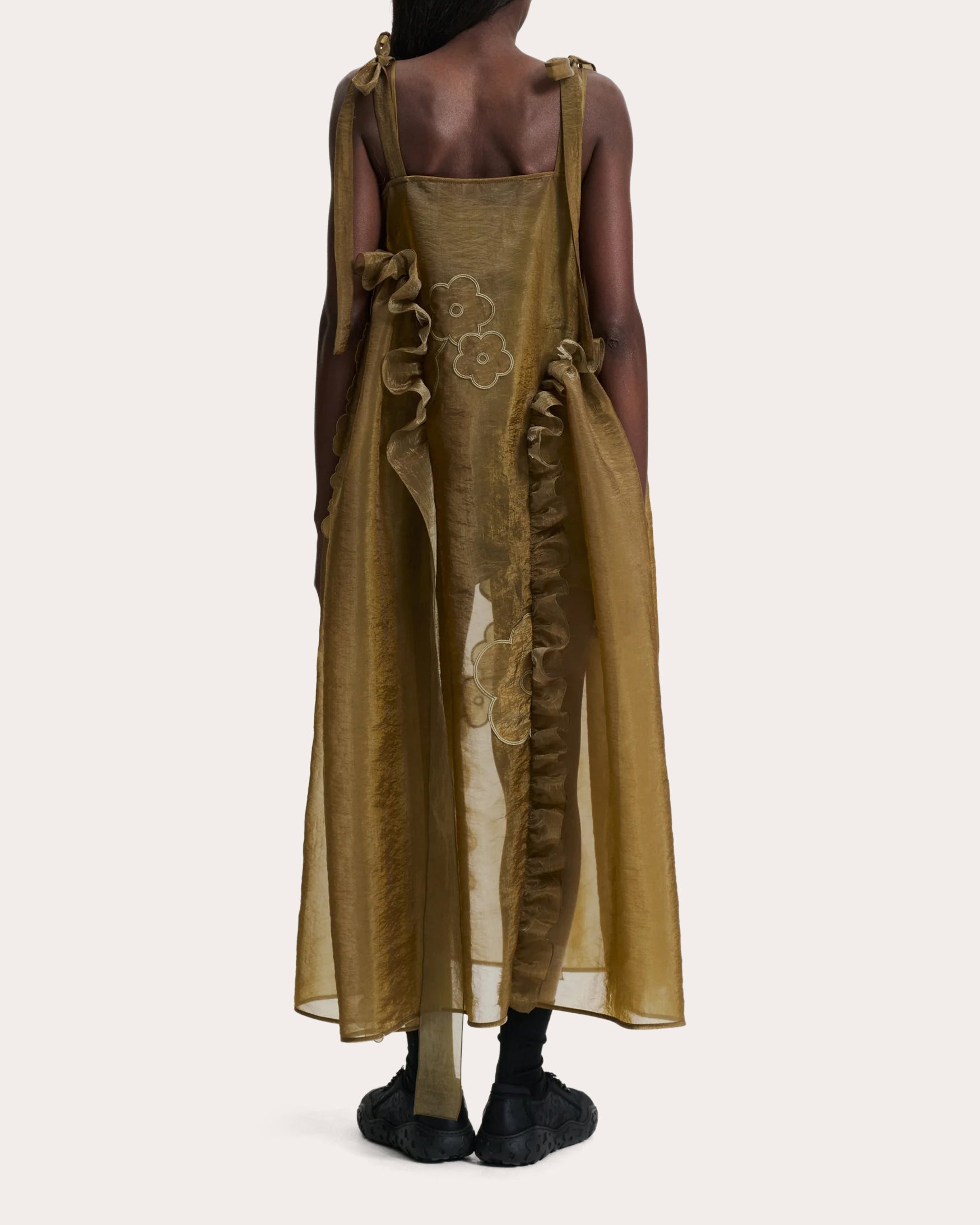 Oswald Ruffled Floral Embroidered Myrtia Midi Dress