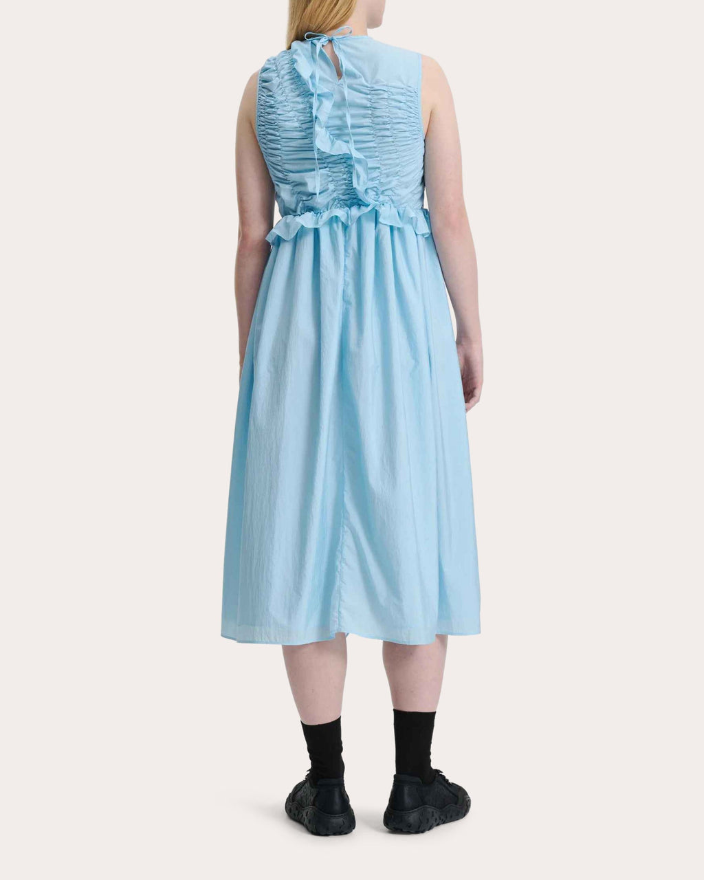 Ole Gathered Ruffled Taffeta Midi Dress