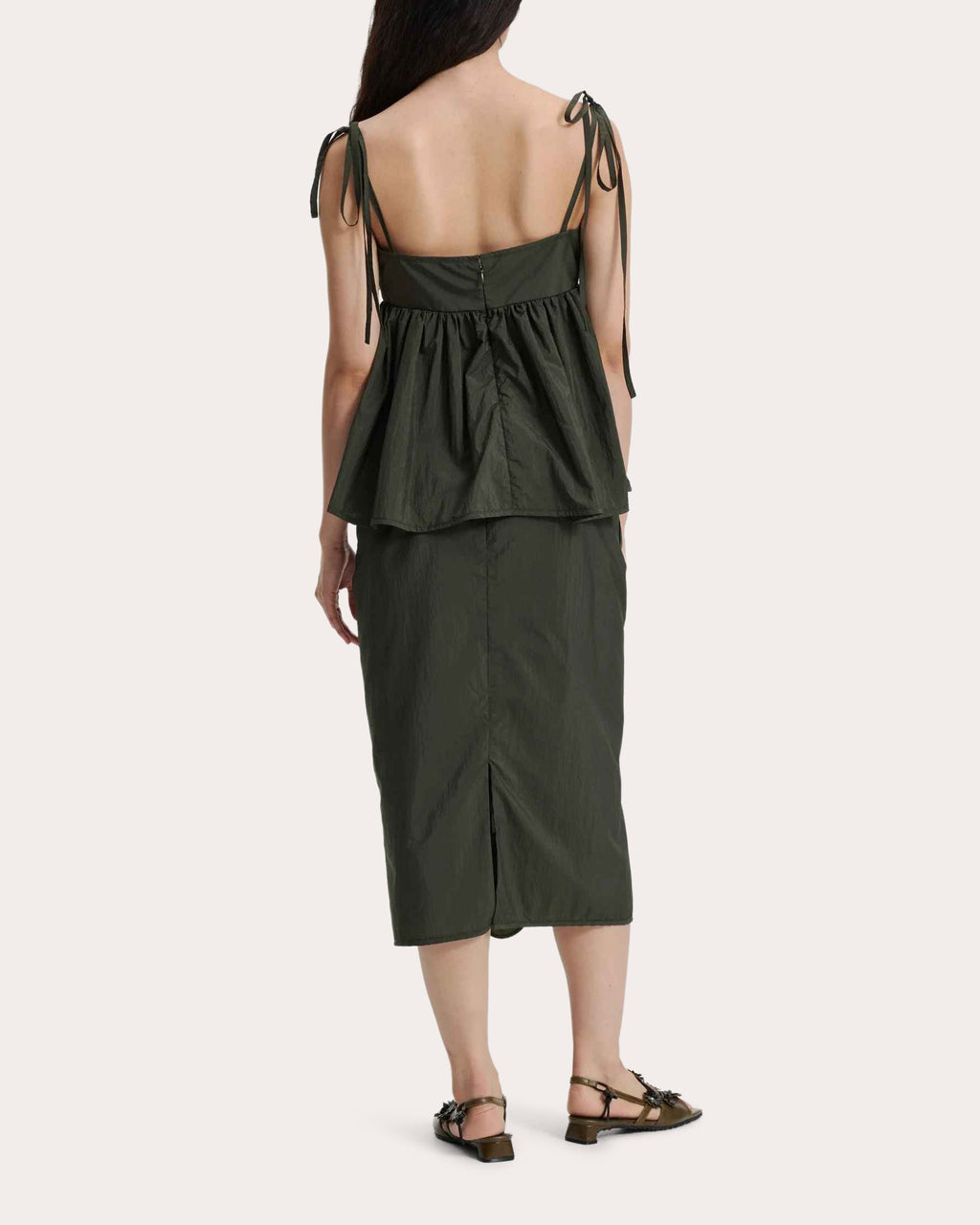 Alora Gathered Taffeta Peplum Bustier Top