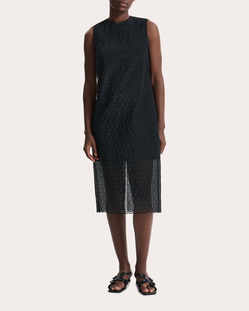 Devin Embroidered Floral Sleeveless Midi Dress