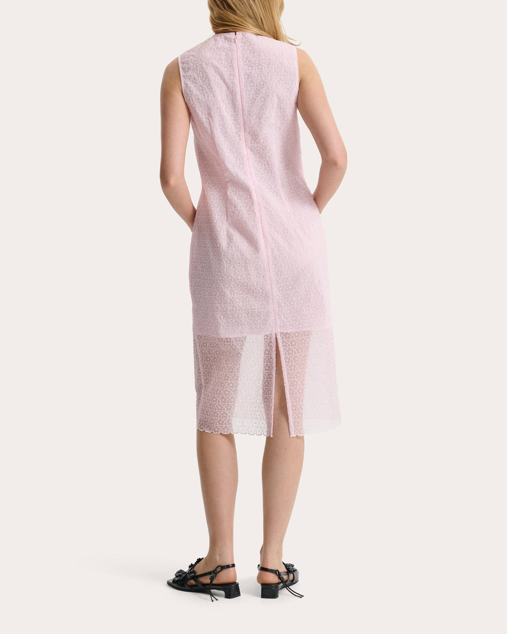 Devin Embroidered Floral Sleeveless Midi Dress
