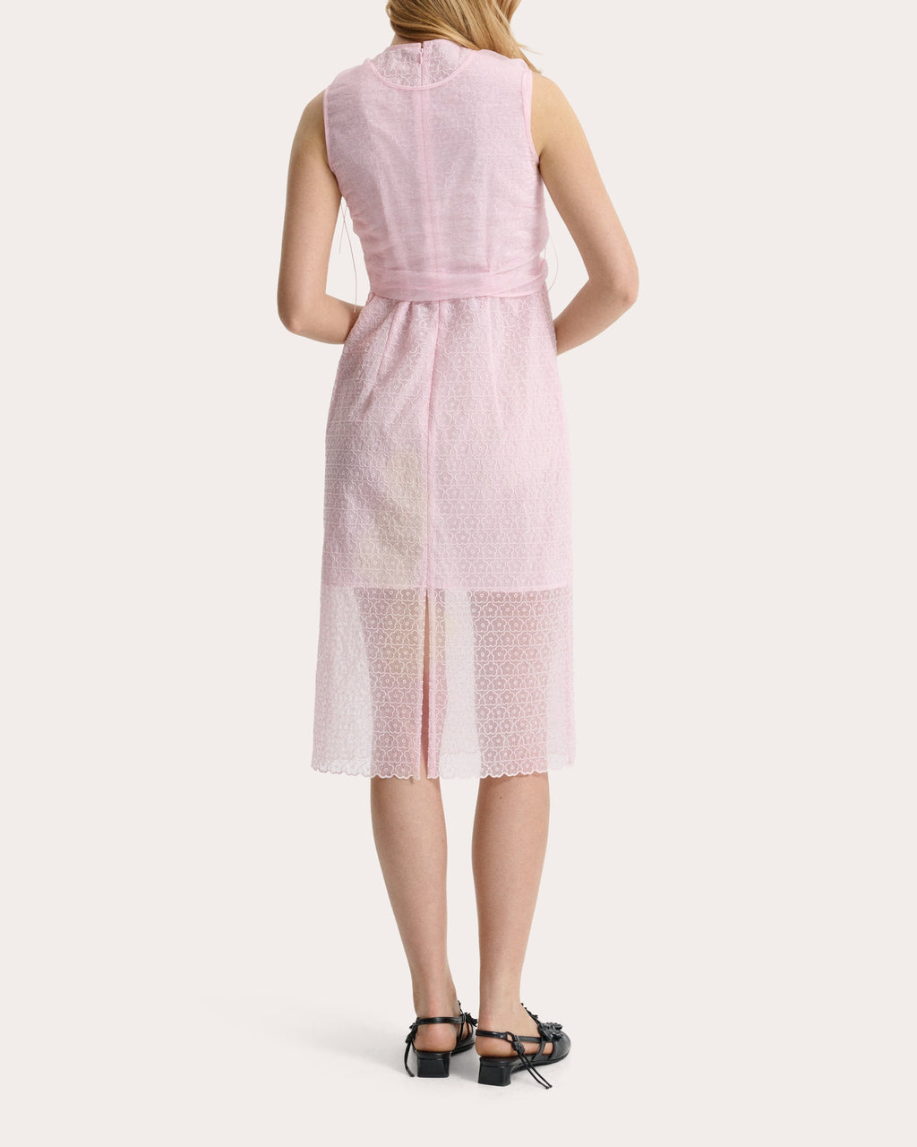 Devin Embroidered Floral Sleeveless Midi Dress