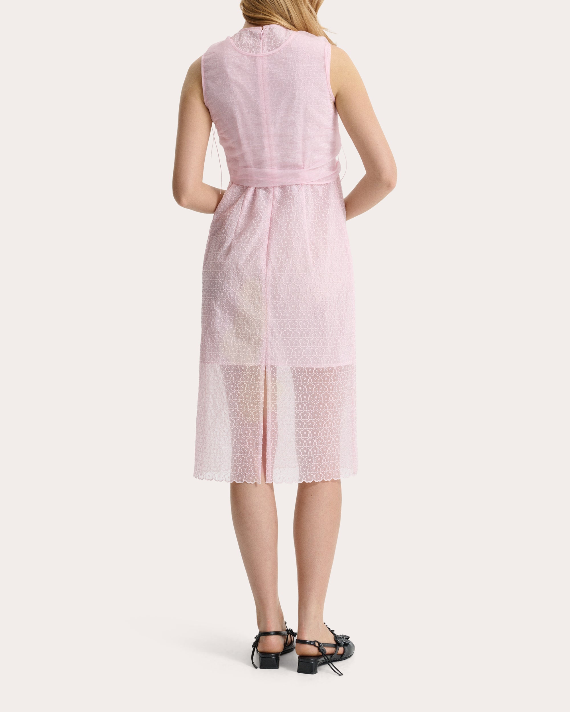 Devin Embroidered Floral Sleeveless Midi Dress