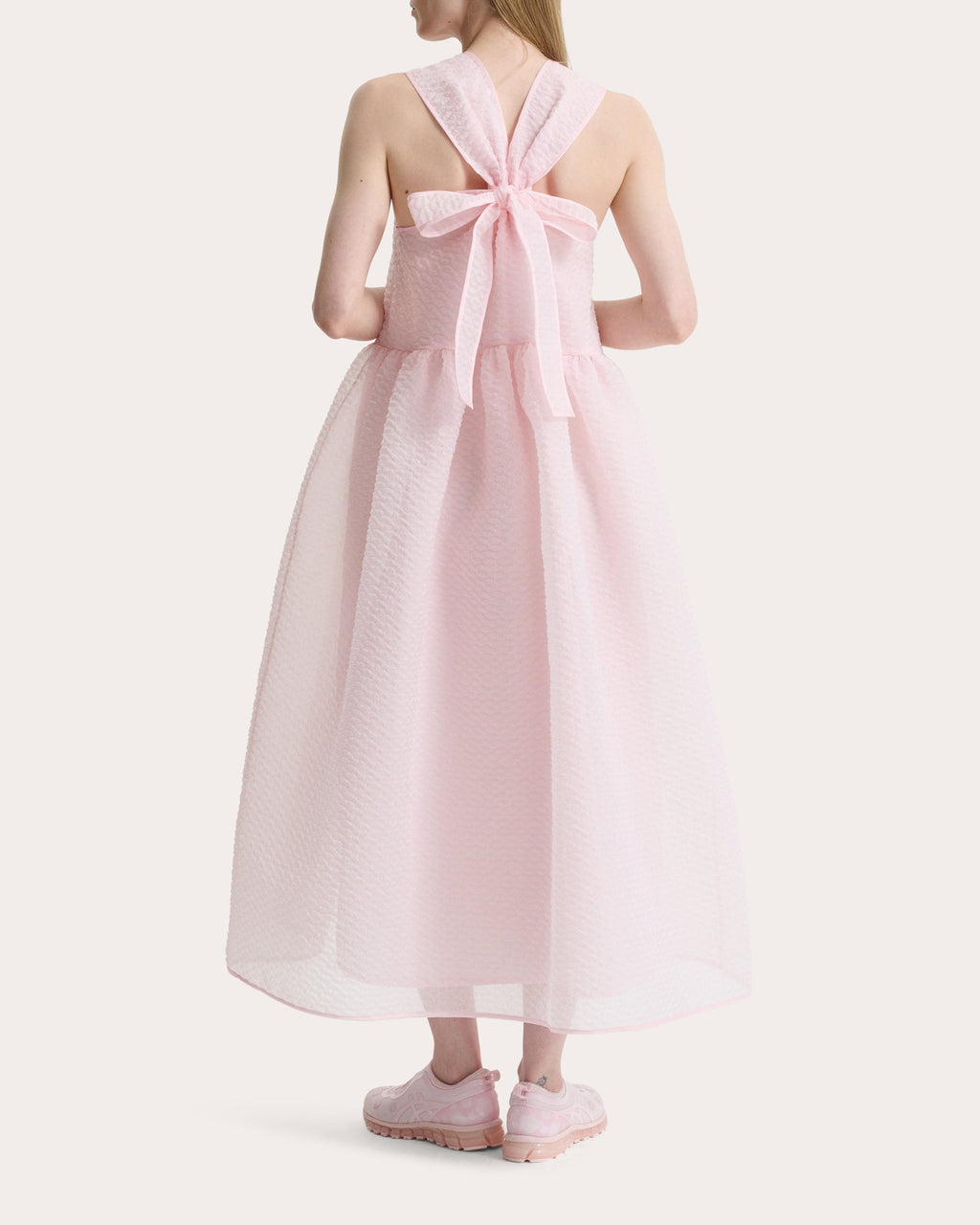 Dora Matelassé Gathered Midi Dress
