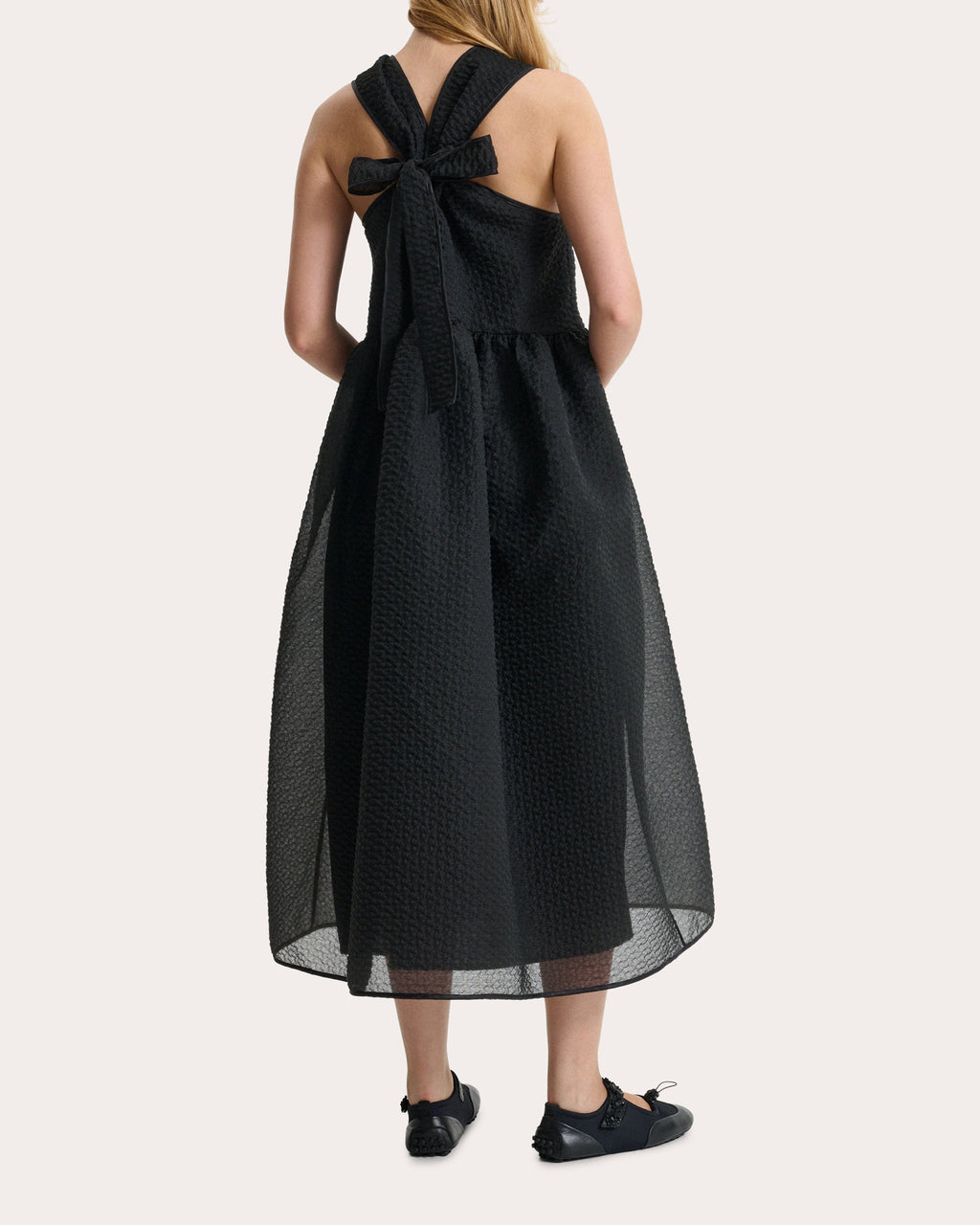 Dora Matelassé Gathered Midi Dress