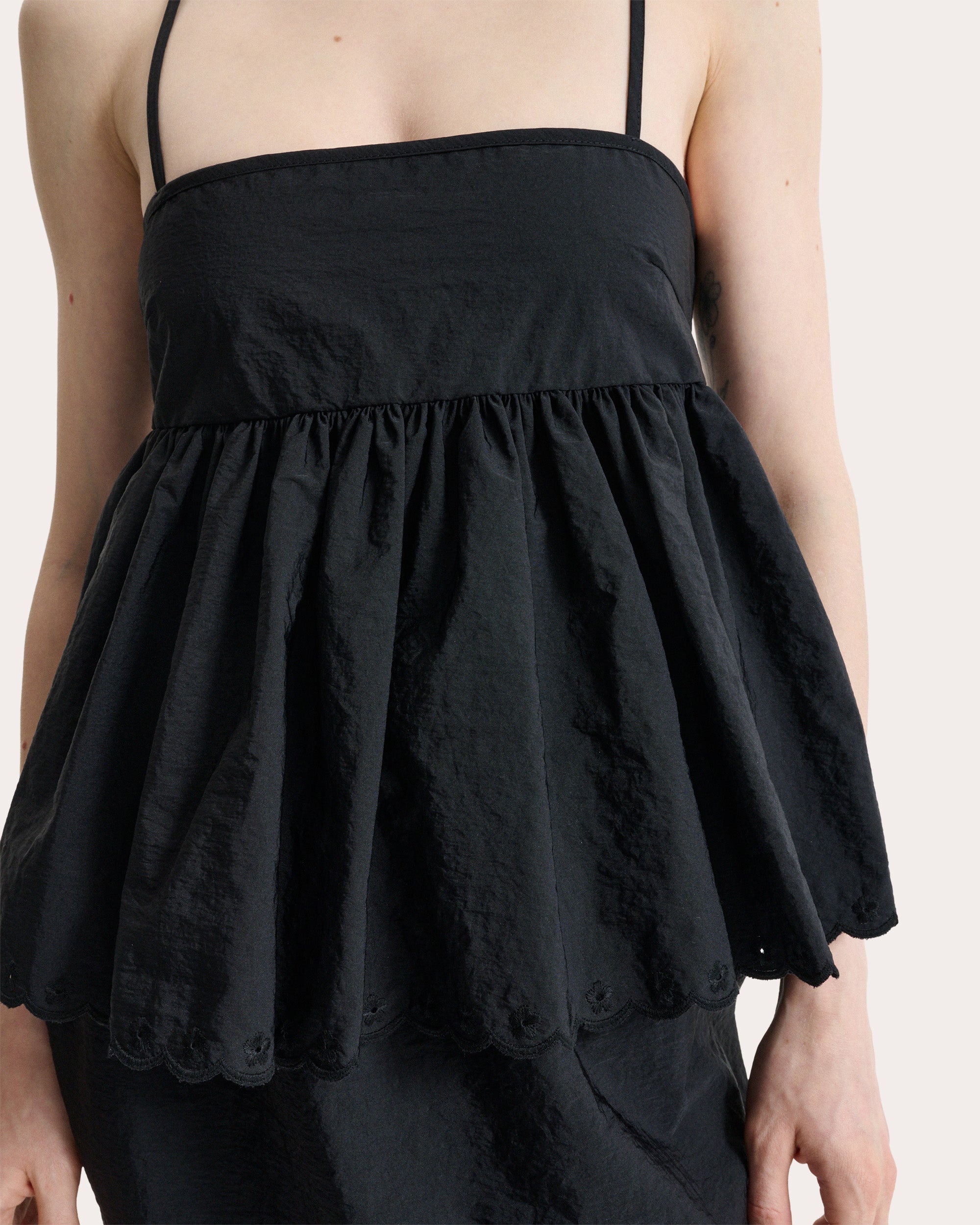 Selena Embroidered Taffeta Peplum Tank Top