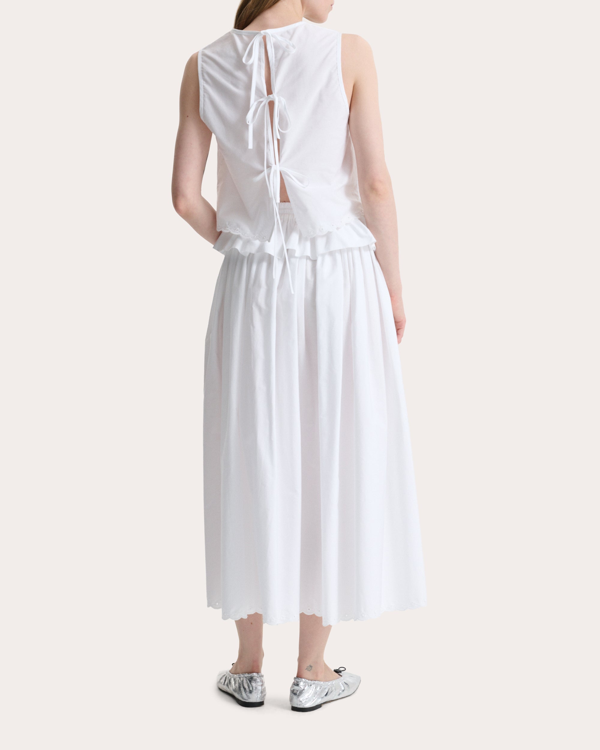 Deeba Embroidered Cotton Sleeveless Crop Top