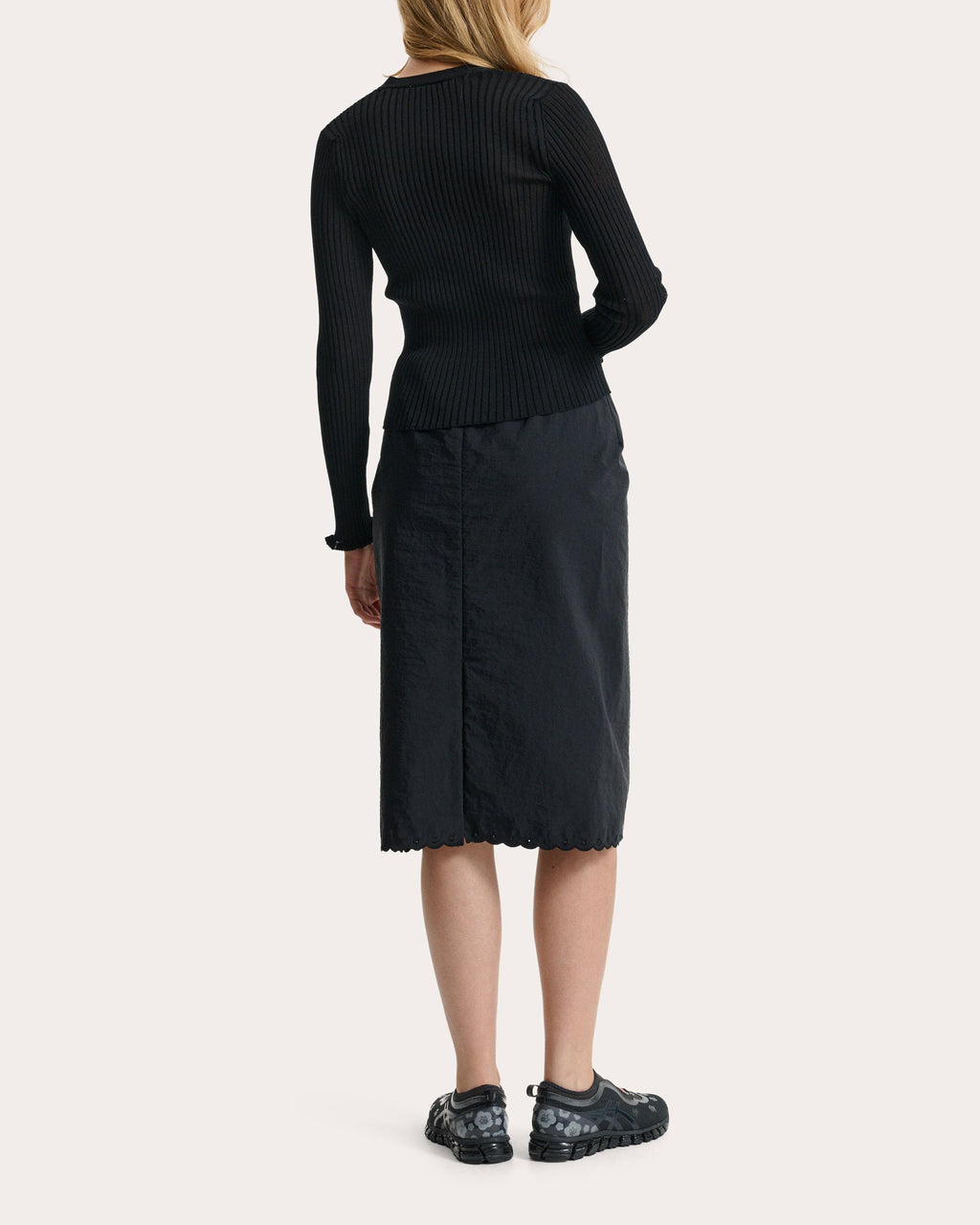 Bria Embroidered Taffeta Midi Skirt
