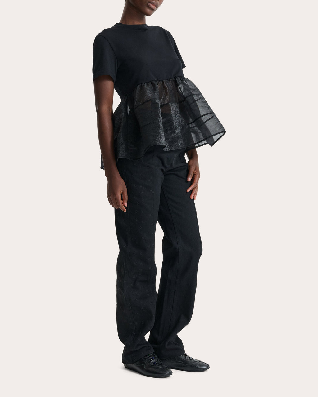 David Jersey Liquid Myrtia Peplum T-Shirt