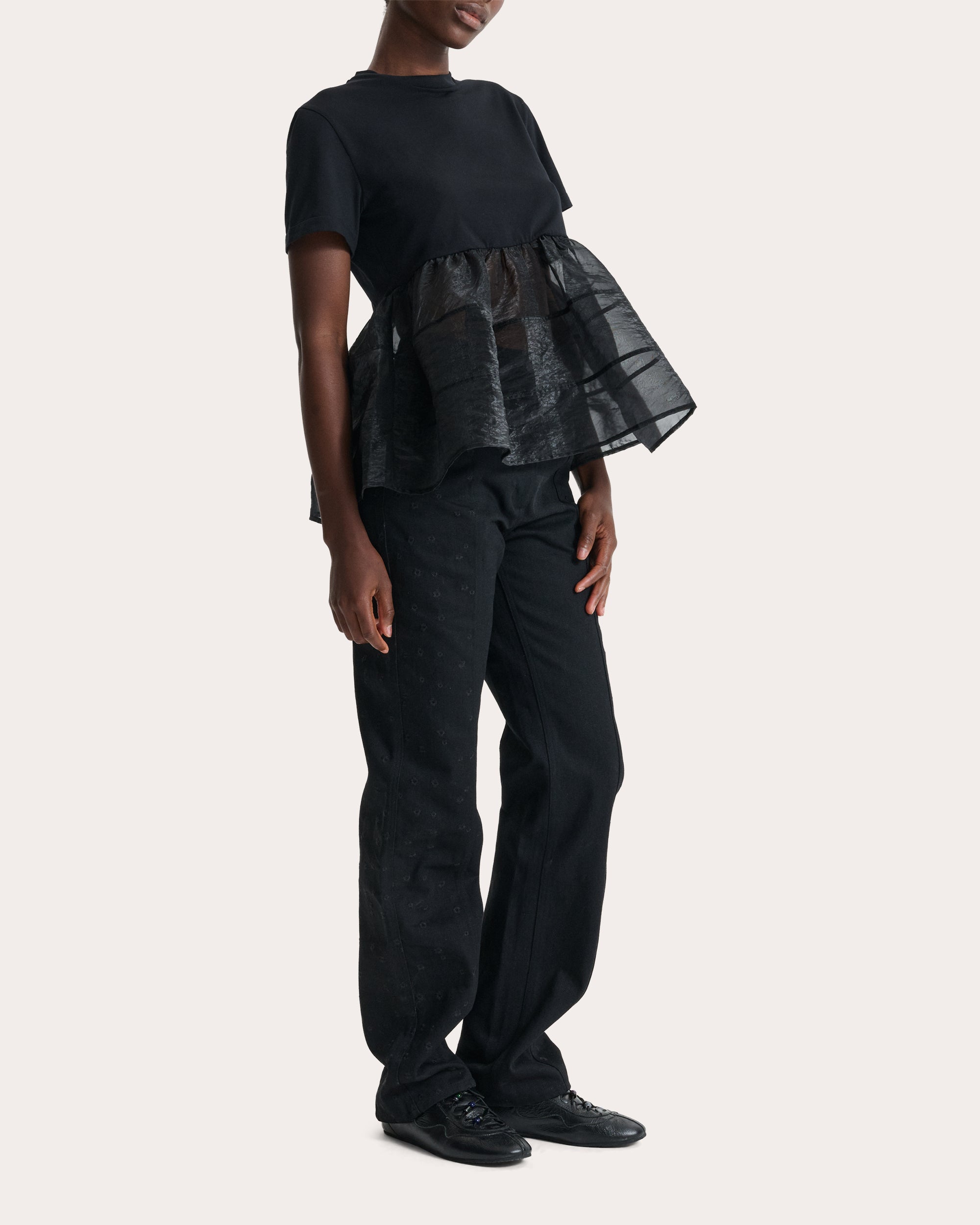David Jersey Liquid Myrtia Peplum T-Shirt