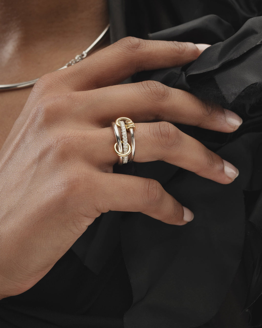 Diamond & 18k Gold Two-Tone Pavé Raneth Ring