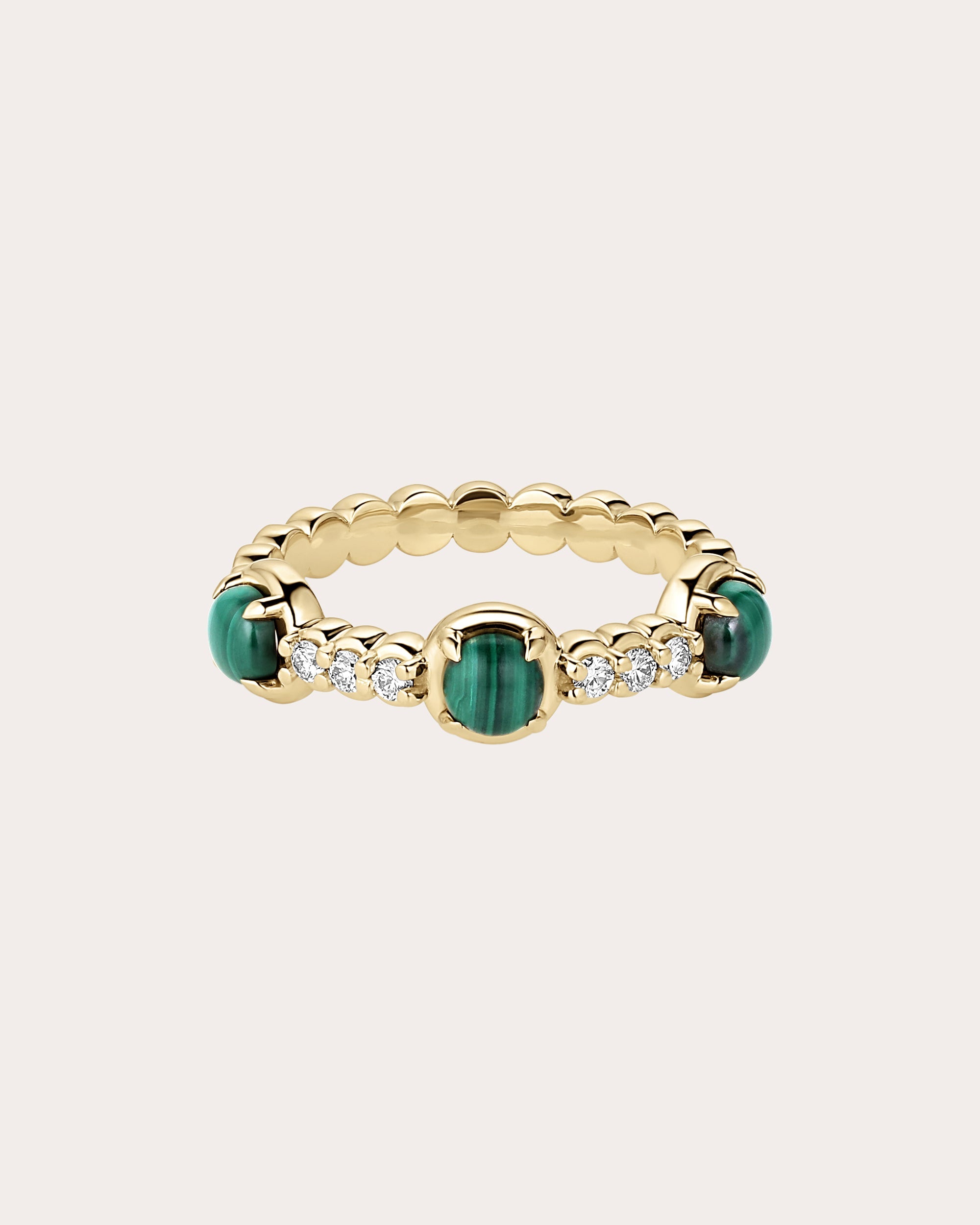Malachite & Diamond 14k Gold Palace Ring