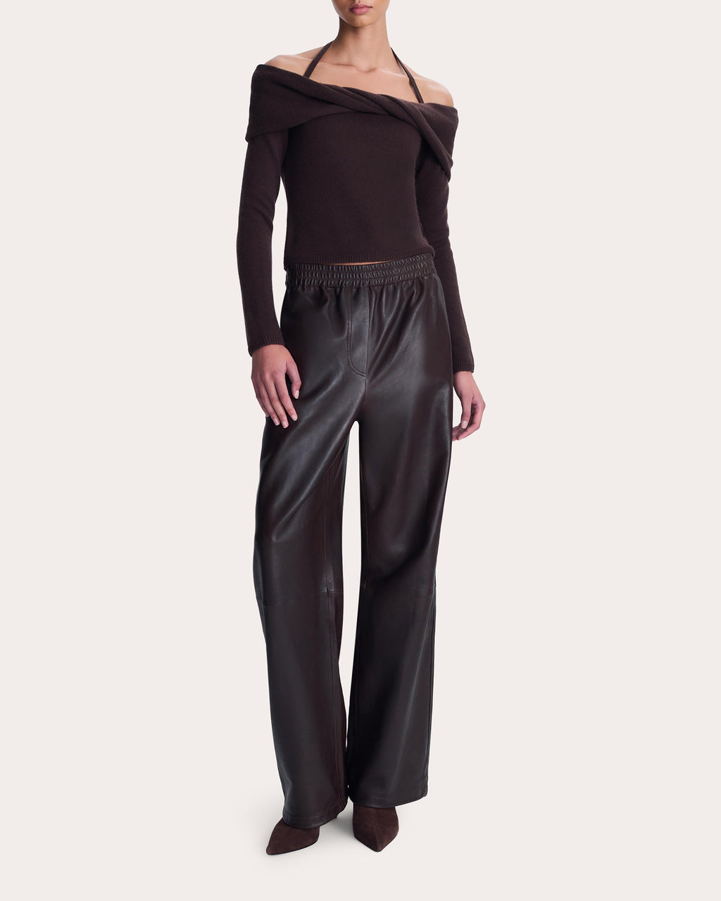 Corrine Leather Straight-Leg Pants
