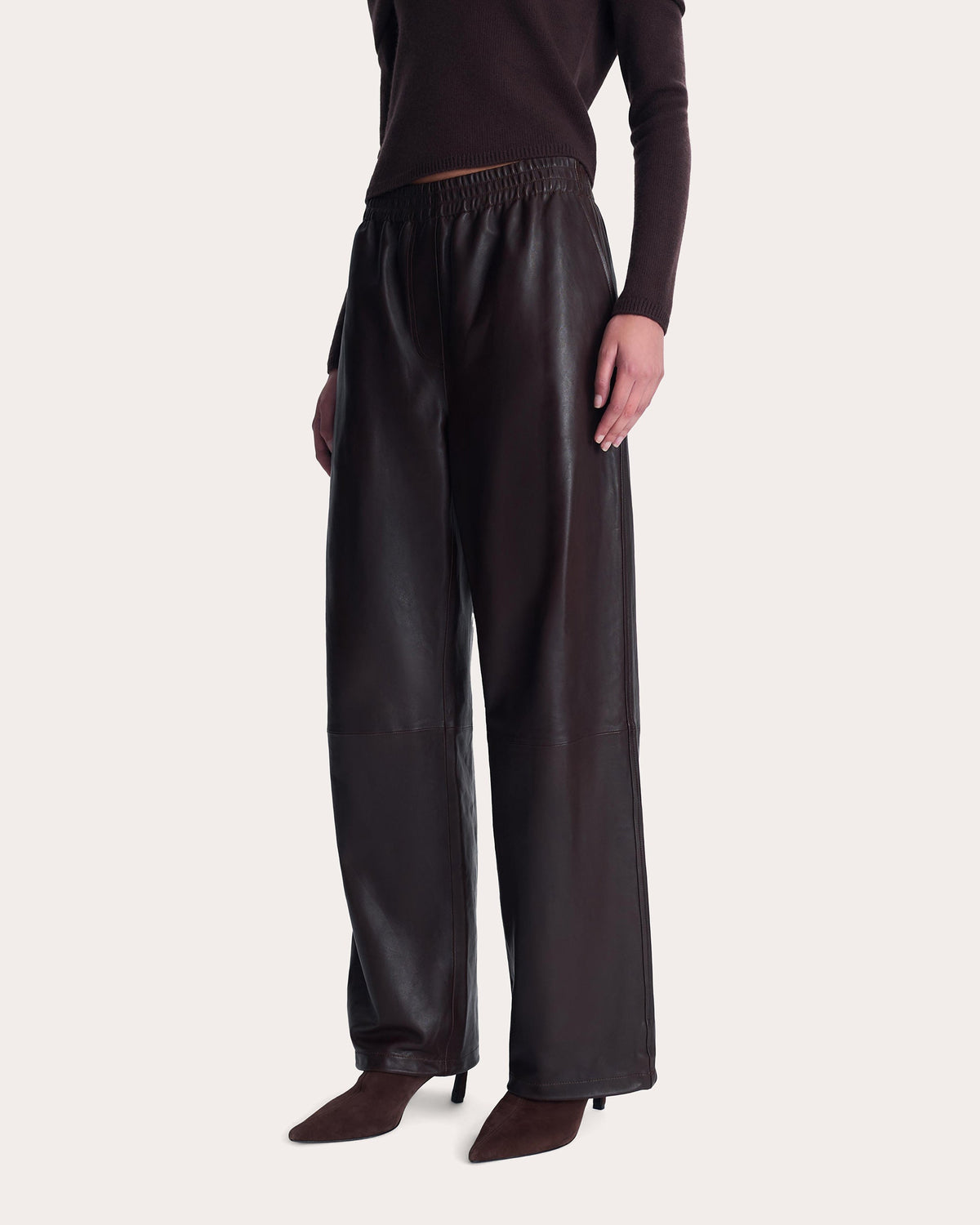 Corrine Leather Straight-Leg Pants