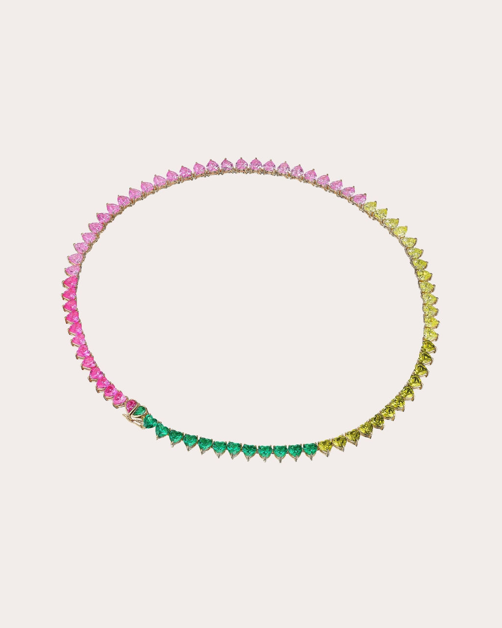 Pink Sapphire & Green Tourmaline Peony Eternity Heart Necklace