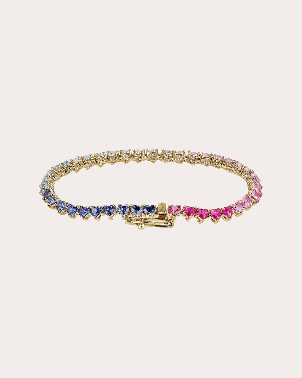 Multicolor Sapphire & Spinel Petite Eternity Heart Bracelet