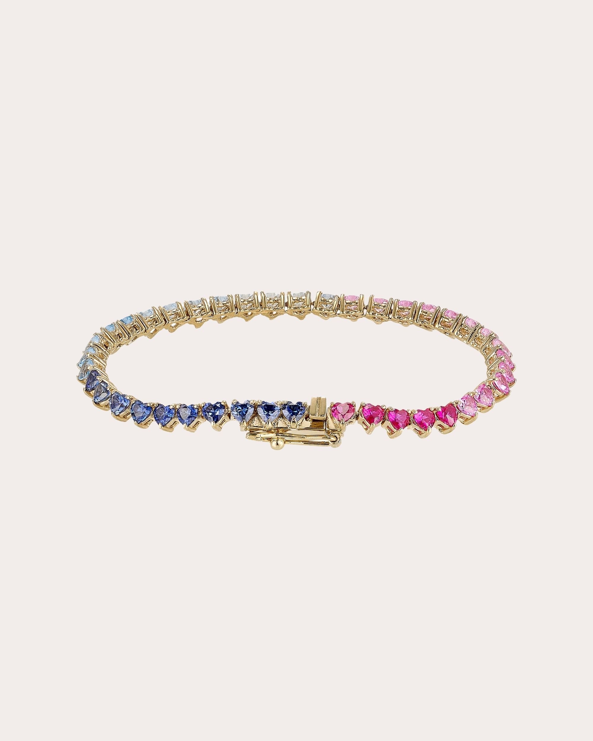 Multicolor Sapphire & Spinel Petite Eternity Heart Bracelet