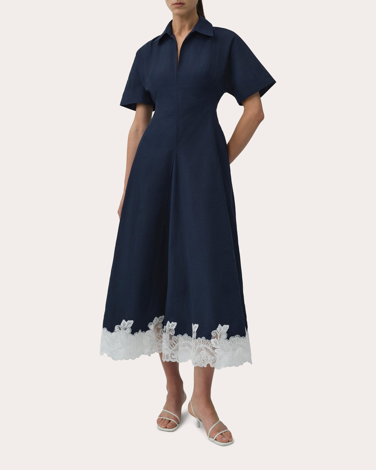 Nerris Faille Lace Fit & Flare Dress