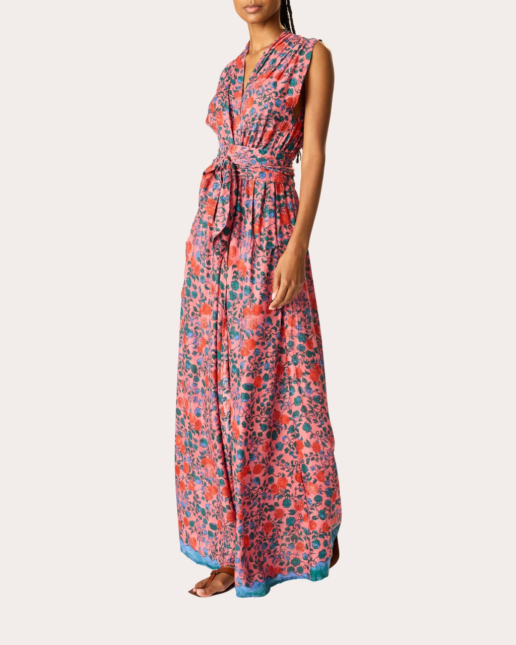 Nico Floral Belted Sleeveless Maxi Dress