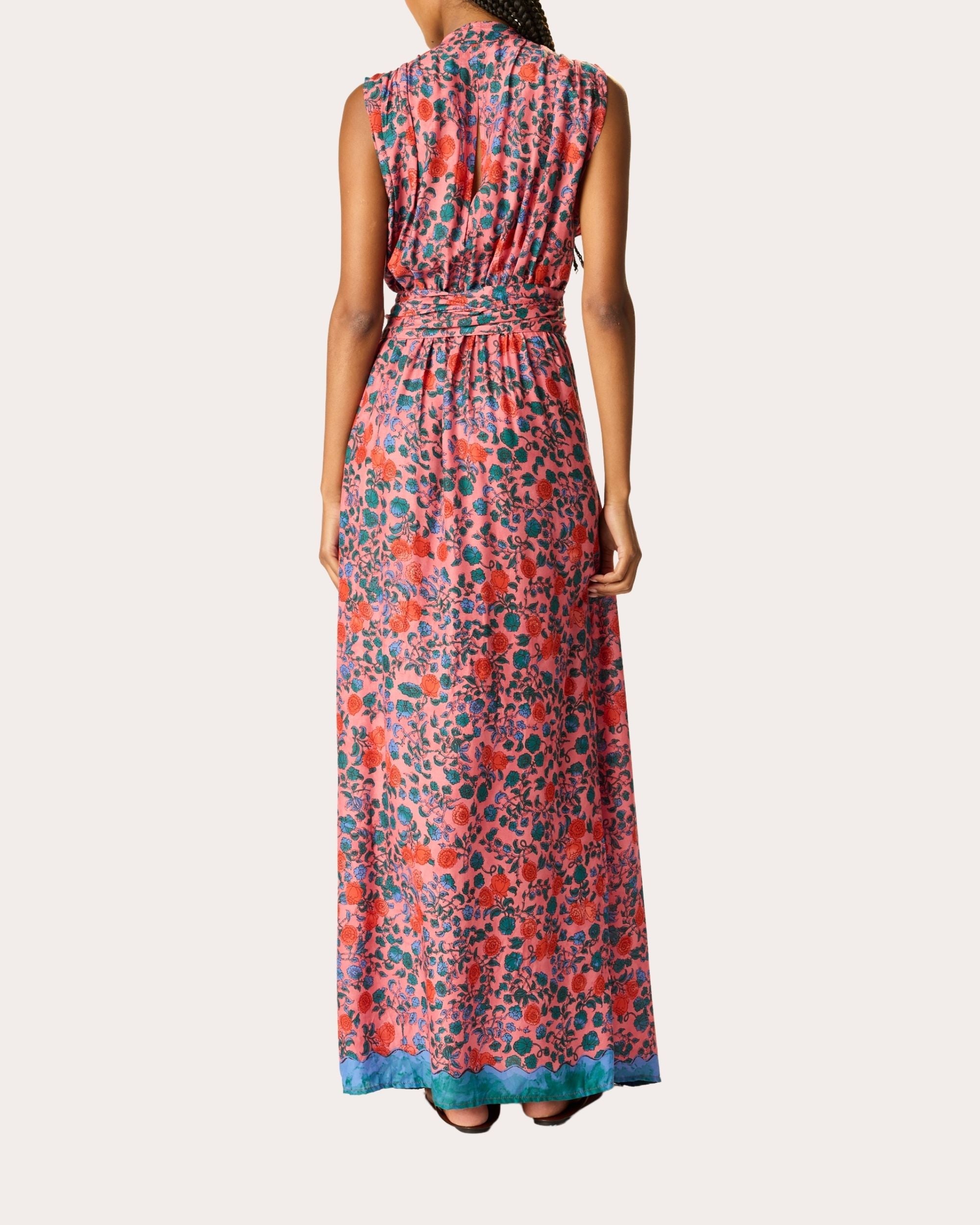 Nico Floral Belted Sleeveless Maxi Dress