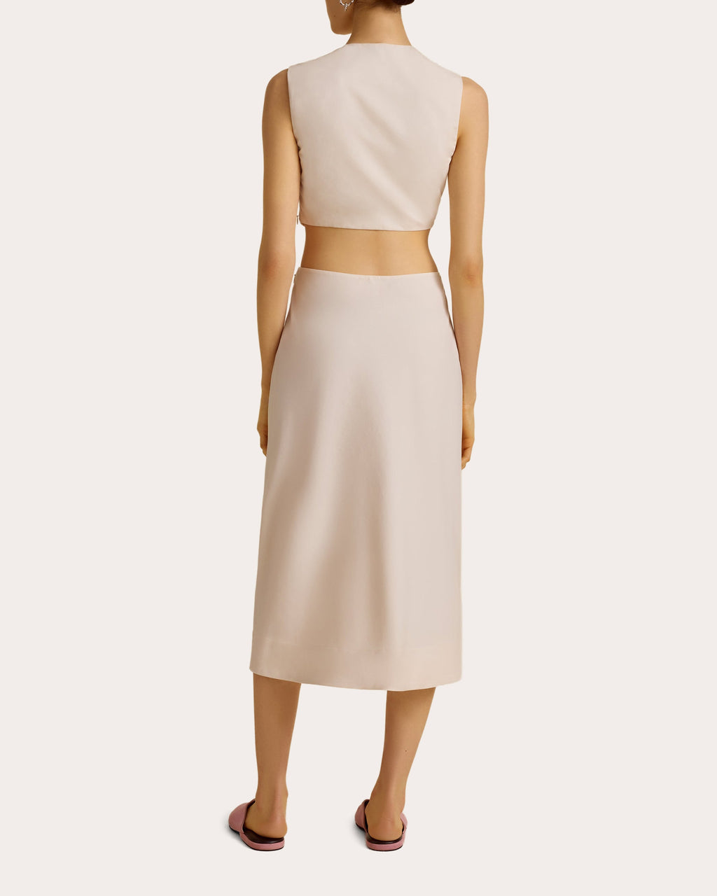 Cotton Faille Cutout Twist Midi Dress