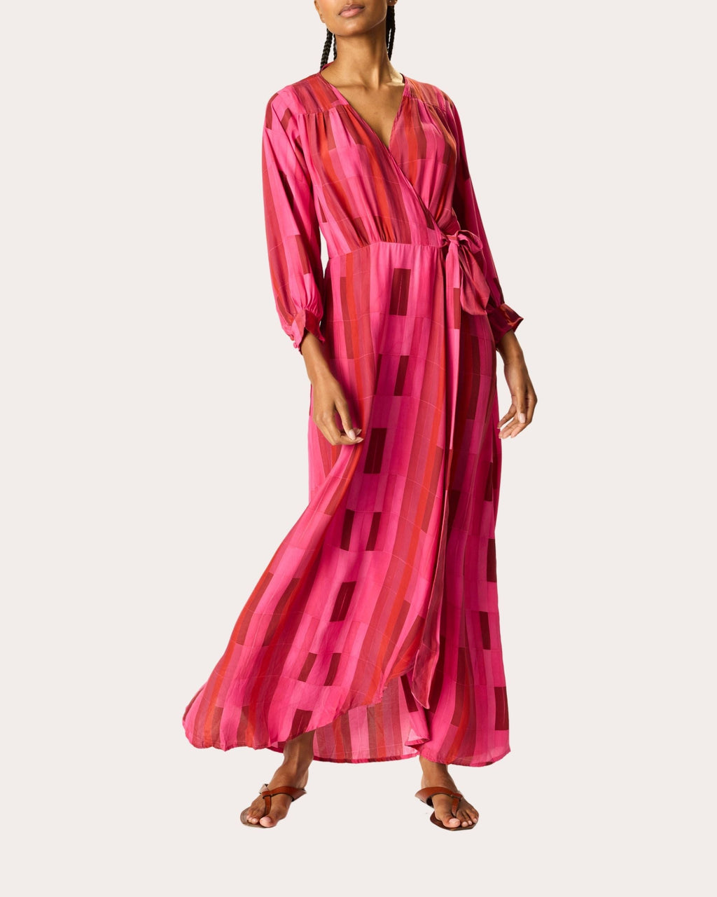 Kate Silk Asymmetric Wrap Maxi Dress