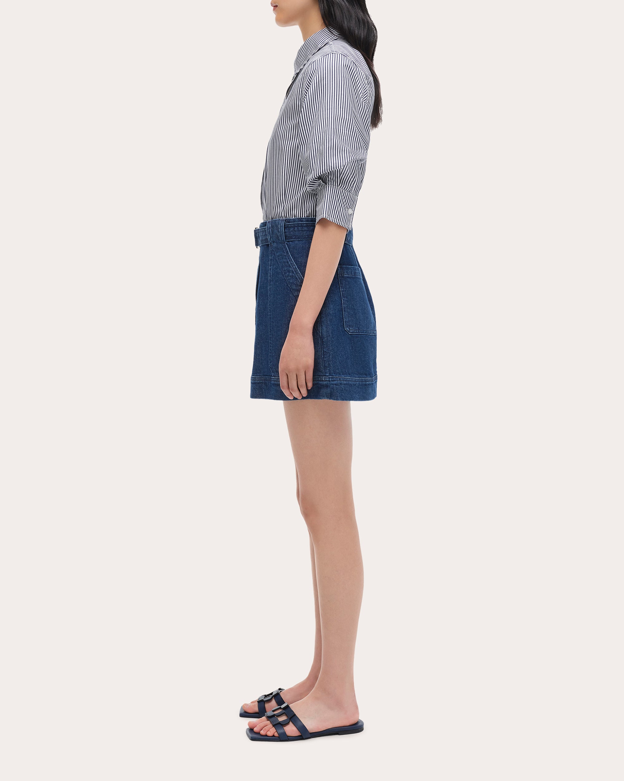 Harlowe Cotton Combo Denim Shirt Dress