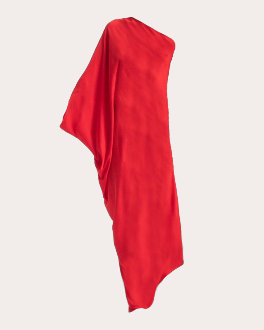Rok Silk Chiffon Asymmetric Cape Gown