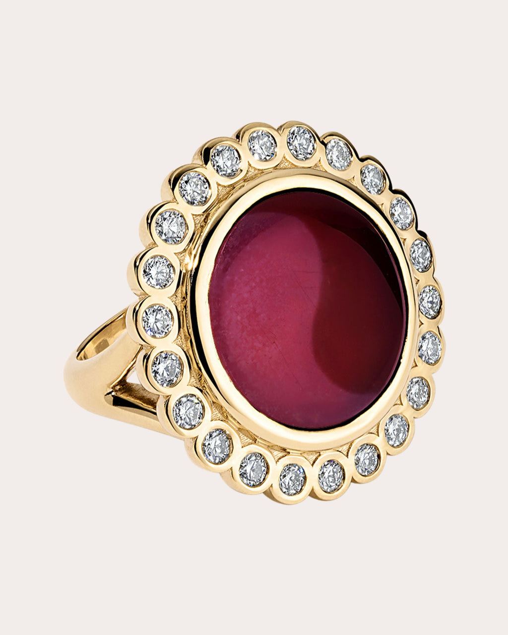 Yin Yang Agate & Diamond 14k Gold Oval Ring