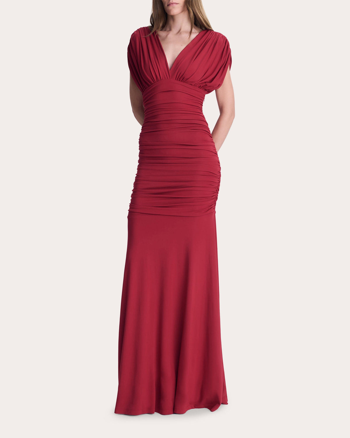 Norvelle Ruched Jersey Empire Gown