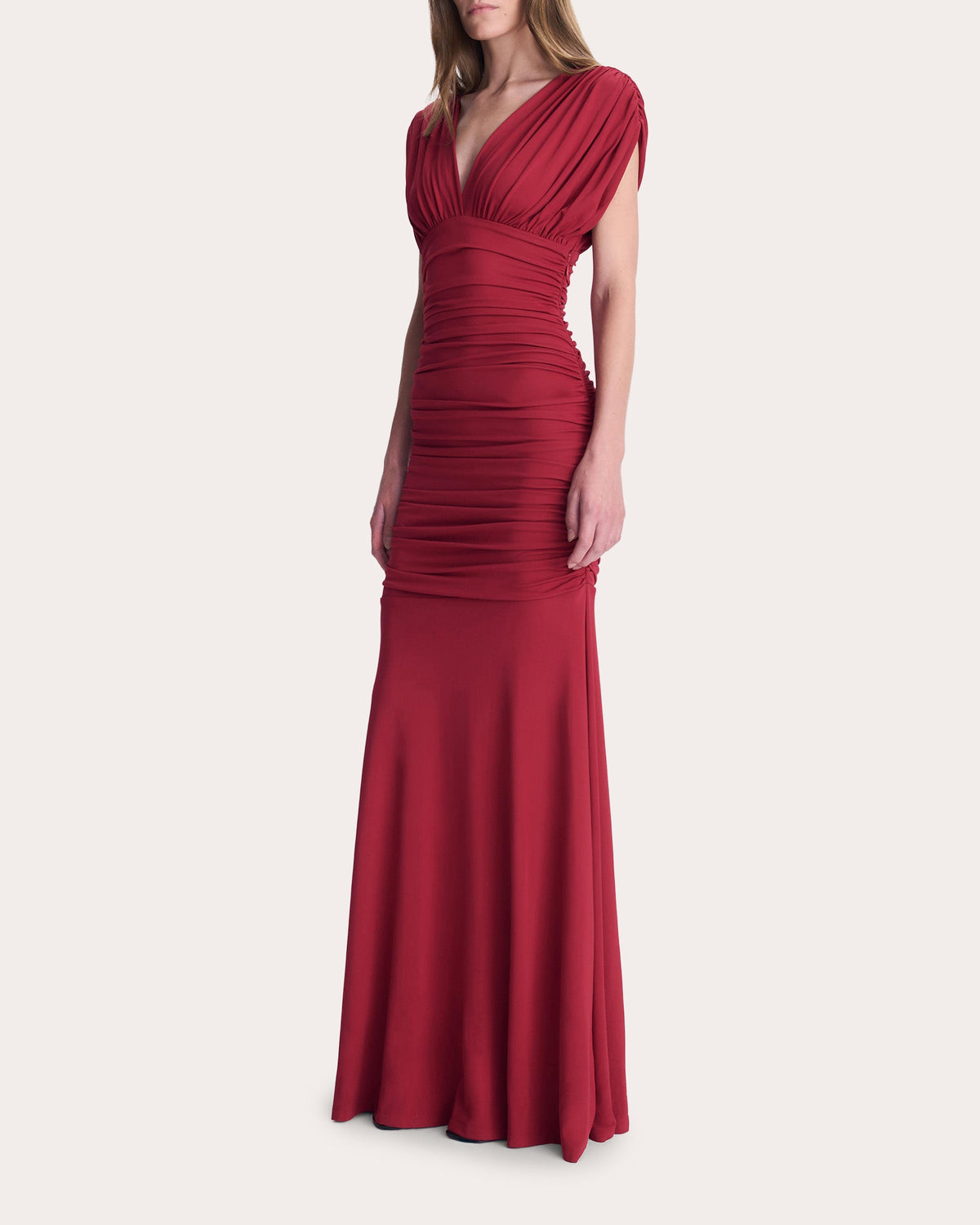 Norvelle Ruched Jersey Empire Gown