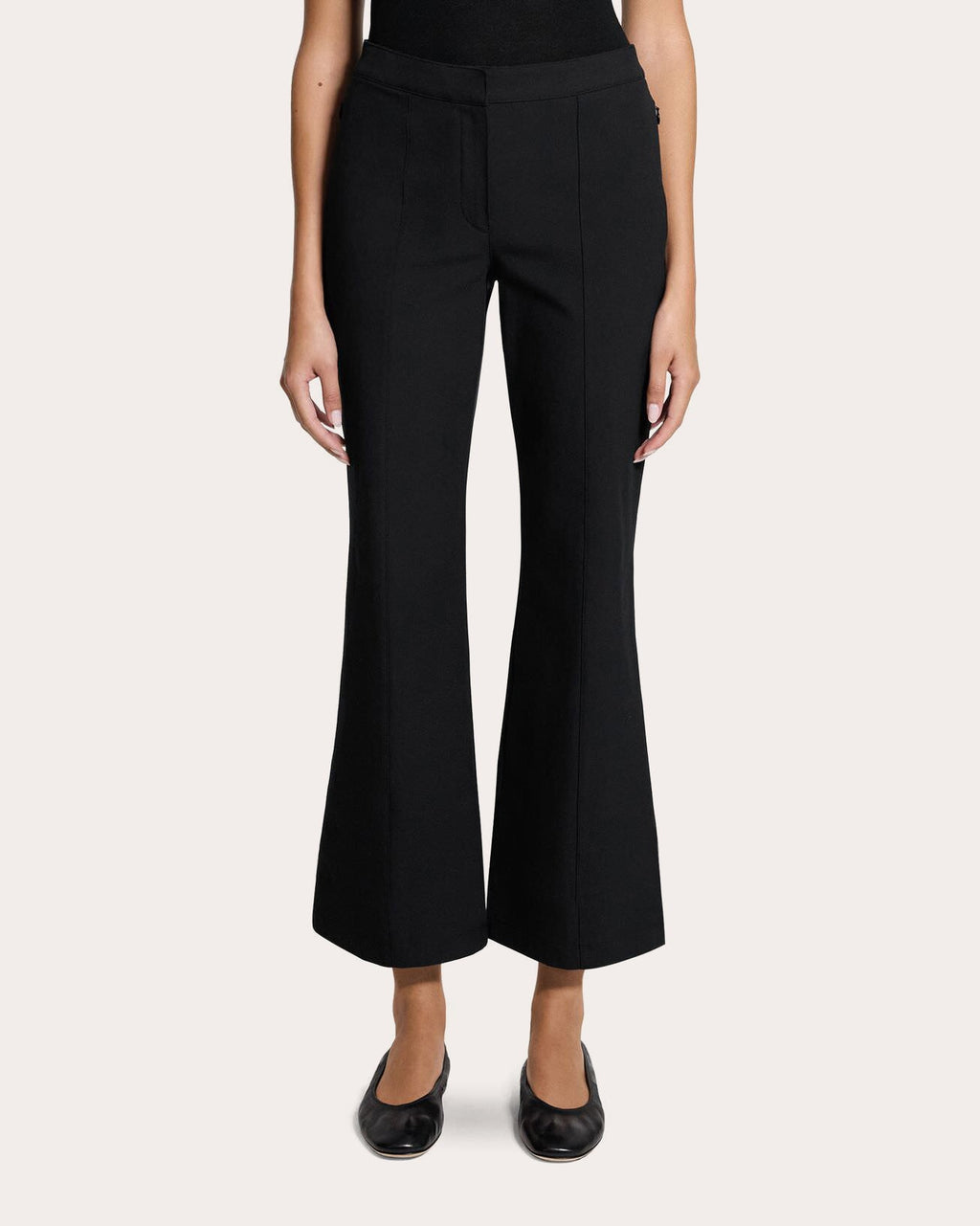 Stretch Cotton Seamed Crop Kick Pants